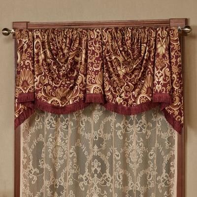 Touch of Class Empress Fringed Empire Valance Wine 110 x 28, 110 x 28, Wine