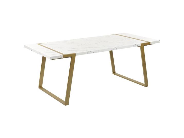 ESSTISCH 200/90/76 cm Weiß, Goldfarben Rechteckig Martynika