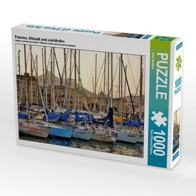 CALVENDO Puzzle Palermo, Altstadt und Jachthafen | 1000 Teile Lege-Größe 64x48cm Foto-Puzzle für glückliche Stunden