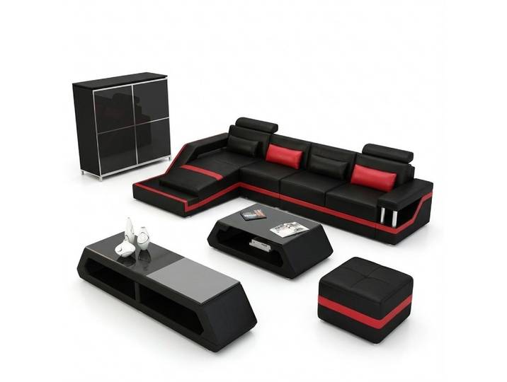 JVmoebel Ecksofa Designer Sofa HAMBURG III aus Leder mit USB-Anschluss, Made in Europa