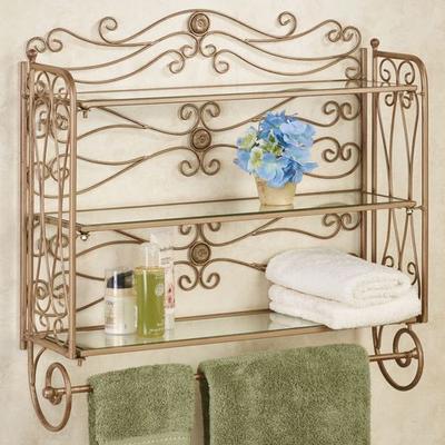 Touch of Class Kadalynn Wall Shelf with Towel Bar Satin Gold , Satin Gold