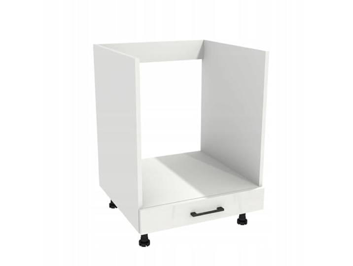 Laclar Unterschrank für Backofen Capri - Küchenschrank 60x72x52,8 cm - Küchenunterschrank - Backofenschrank - Soft-Close Türen - Stabiler Küchenmöbel-Bausatz - Weiß Acryl Hochglanz/Weiß