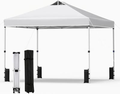 Costway 10 x 10 Feet Outdoor Commercial Pop up Canopy Tent-White