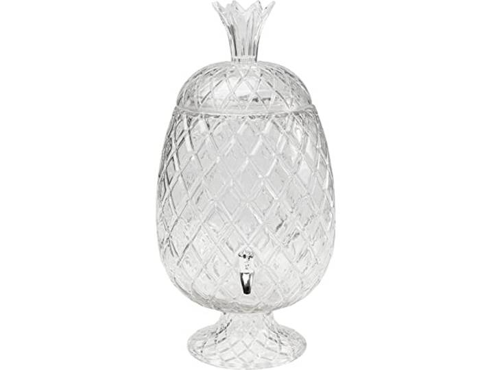 Kare Design Getränkespender Pineapple, Transparent, mit Zapfhahn, Saftspender, Wasserspender, Glas, 11L Füllmenge, Ananas Form, spülmaschinengeeignet, 50x26x26 cm (H/B/T)