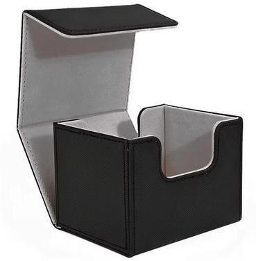 Inspired Finds MagnaGuard PU Leather Trading Card Deck Box Fits 100 Sleeved Cards black Gray
