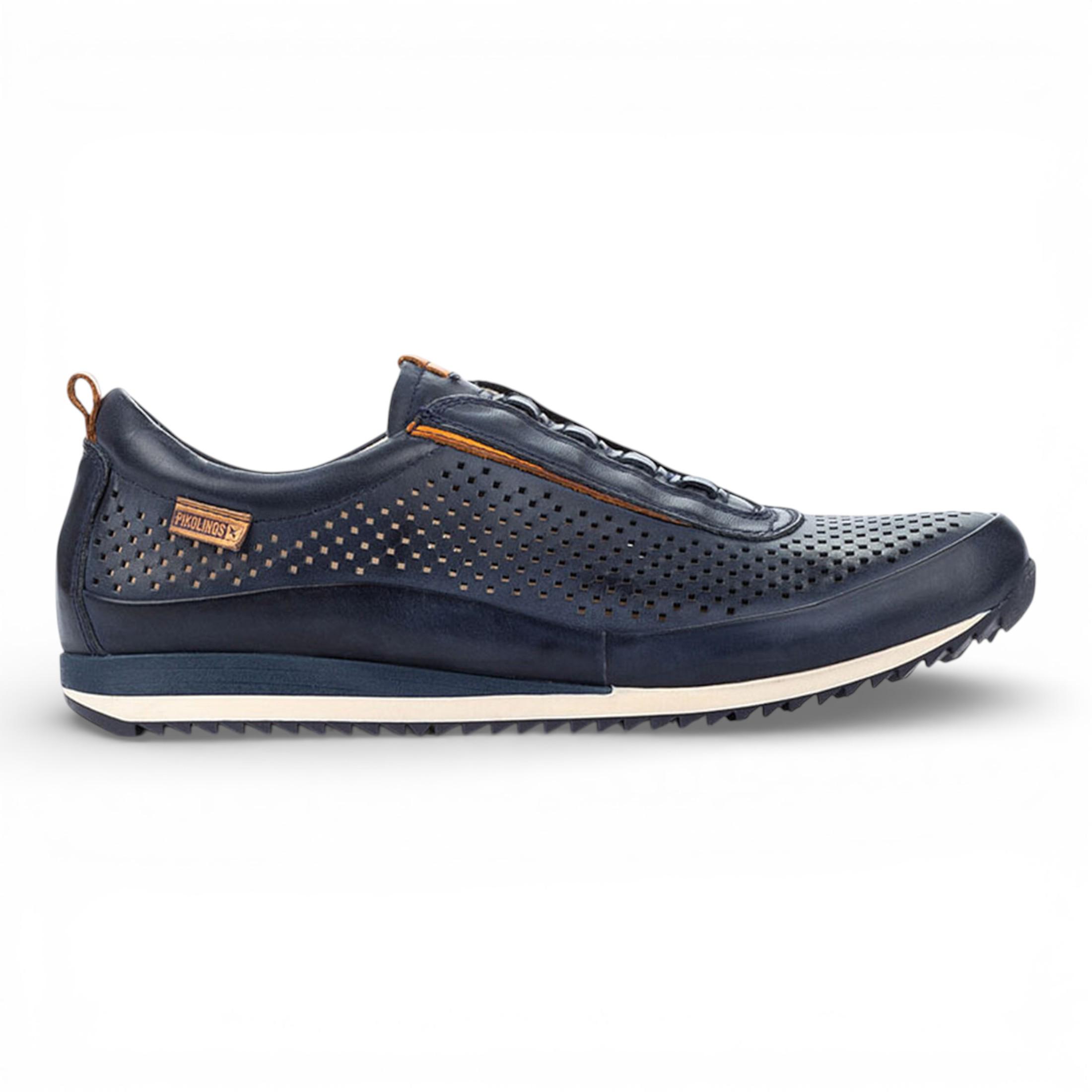 Pikolinos Herren-Sneaker aus blauem Leder mit elastischem Schaft zum Hineinschlüpfen - Liverpool