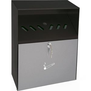 Wedo Aschenbecher 17038112, silber / schwarz, für Outdoor, Wandascher aus Metall, 28 x 37 cm, winddicht, 6,8 Liter