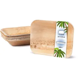 onlyleaf 100 Stück Einweggeschirr 16x13 cm, tief, Palmblatt-Teller rechteckig umweltfreundliche Einwegteller aus Palmenblättern, biologisch abbaubar