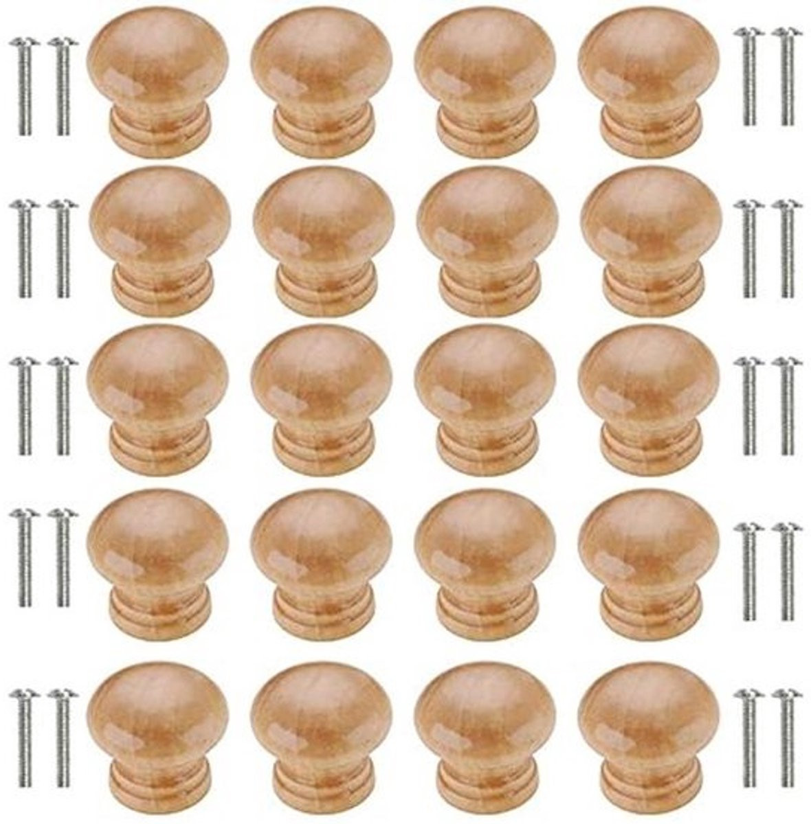 Set van 20 houten knoppen voor kasten en meubels