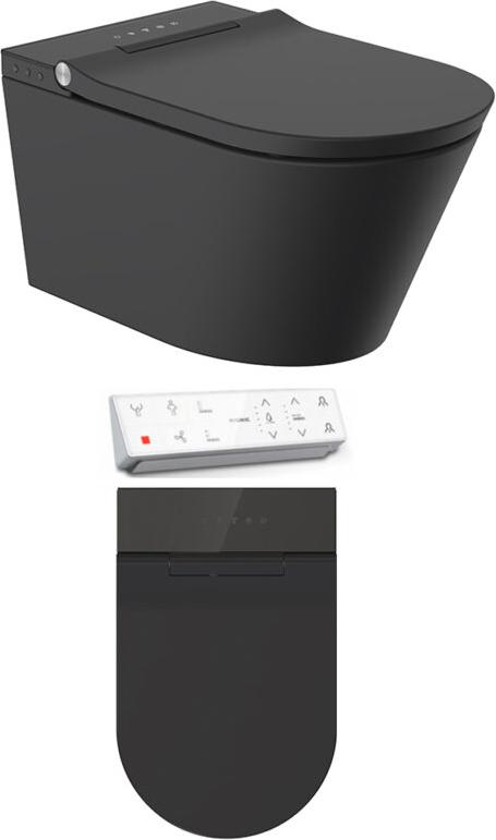 Beitz & Walz AqvaCeramica Dusch-WC Wand Tiefspüler spülrandlos 596 x 370 mm - mattschwarz -