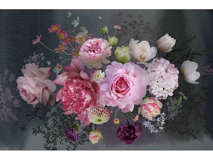 Papermoon BLUMEN ABSTRAKT-MUSTER DESIGN ROSEN BLUMEN DECOR RETRO