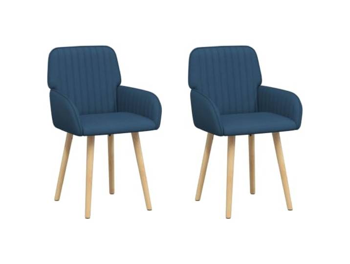 KLGBNCVE Esszimmerstühle 2 STK. Stoff Blau 56,5 x 50 x 87,5 cm 100 % Polyester, Gummibaumbeine, Metallrahmen, Armlehnen, pflegeleicht, für drinnen, Montage einfach