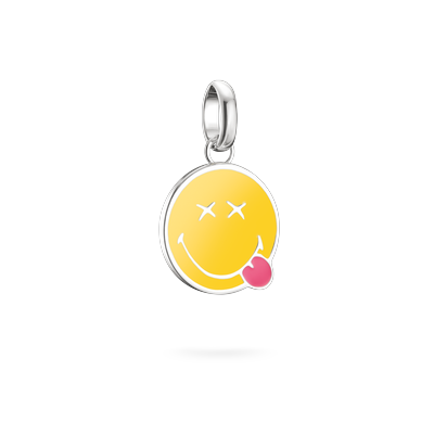 Charm-Einhänger THOMAS SABO "SMILEYWORLDCheeky Charm - Connect", silber (silberfarben, gelb, pink), Charms, Damen, Silber 925 (recycelt)