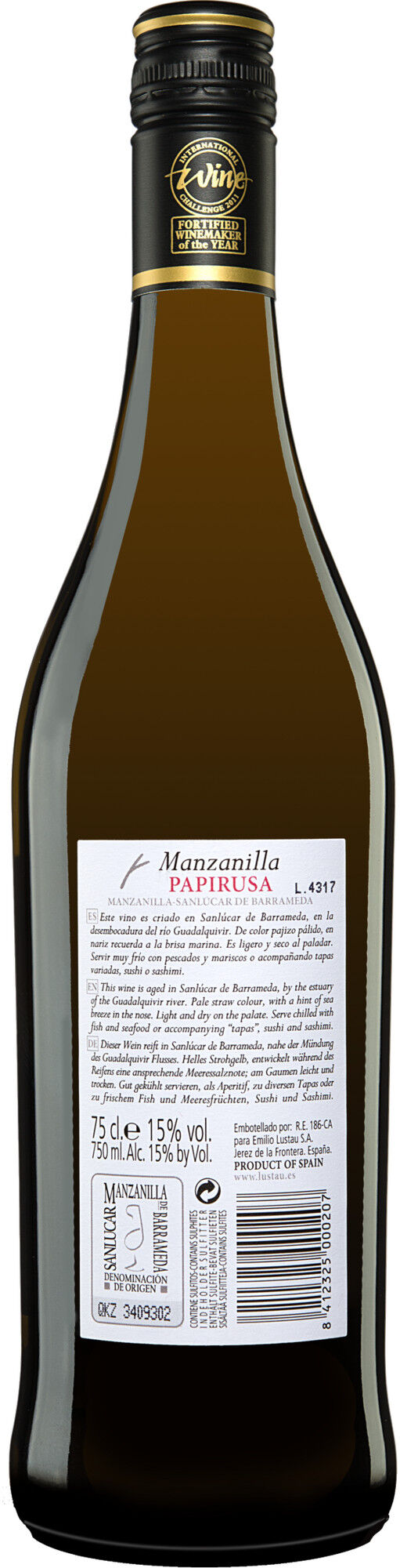Lustau »Papirusa« Manzanilla 15.5% Vol. Sherry Trocken aus Spanien