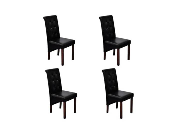 HEFZGDB Esszimmerstühle 4 STK. Schwarz Kunstleder Antik-Design mit ergonomischer Sitzfläche und Rückenlehne Massivholzbeinen
