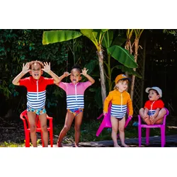 Floatee - Das Anti-Ertrinken T-Shirt für Kinder mit UV-Schutz, pink - Gr. 92 | Kurzarm T-Shirt Komplettset