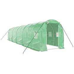 Helloshop26 - Gewächshauszelt für Pflanzen Blumen und Gemüse mit Stahlrahmen 20 m2 10 x 2 x 2 m grün