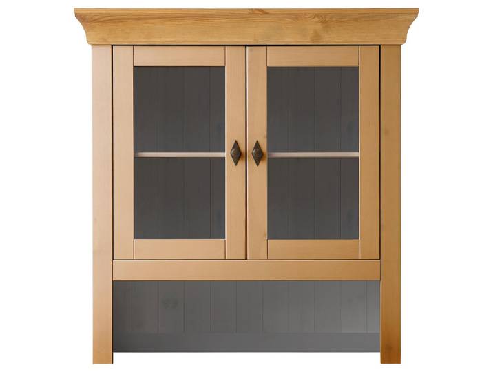 Boxxx Buffetaufsatz, Laugenfarbig, Holz, Glas, Kiefer, massiv, 2 Fächer, 108x112x32 cm, Beimöbel erhältlich, Küchen, Küchenmöbel, Buffetschränke