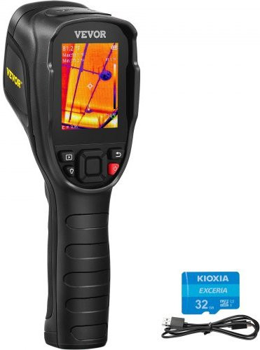 Vevor Handheld warmtebeeldcamera met 240x180 IR-resolutie, Infraroodthermometer met 40mK gevoeligheid, Temperatuurbereik -20-350°C, Zwart