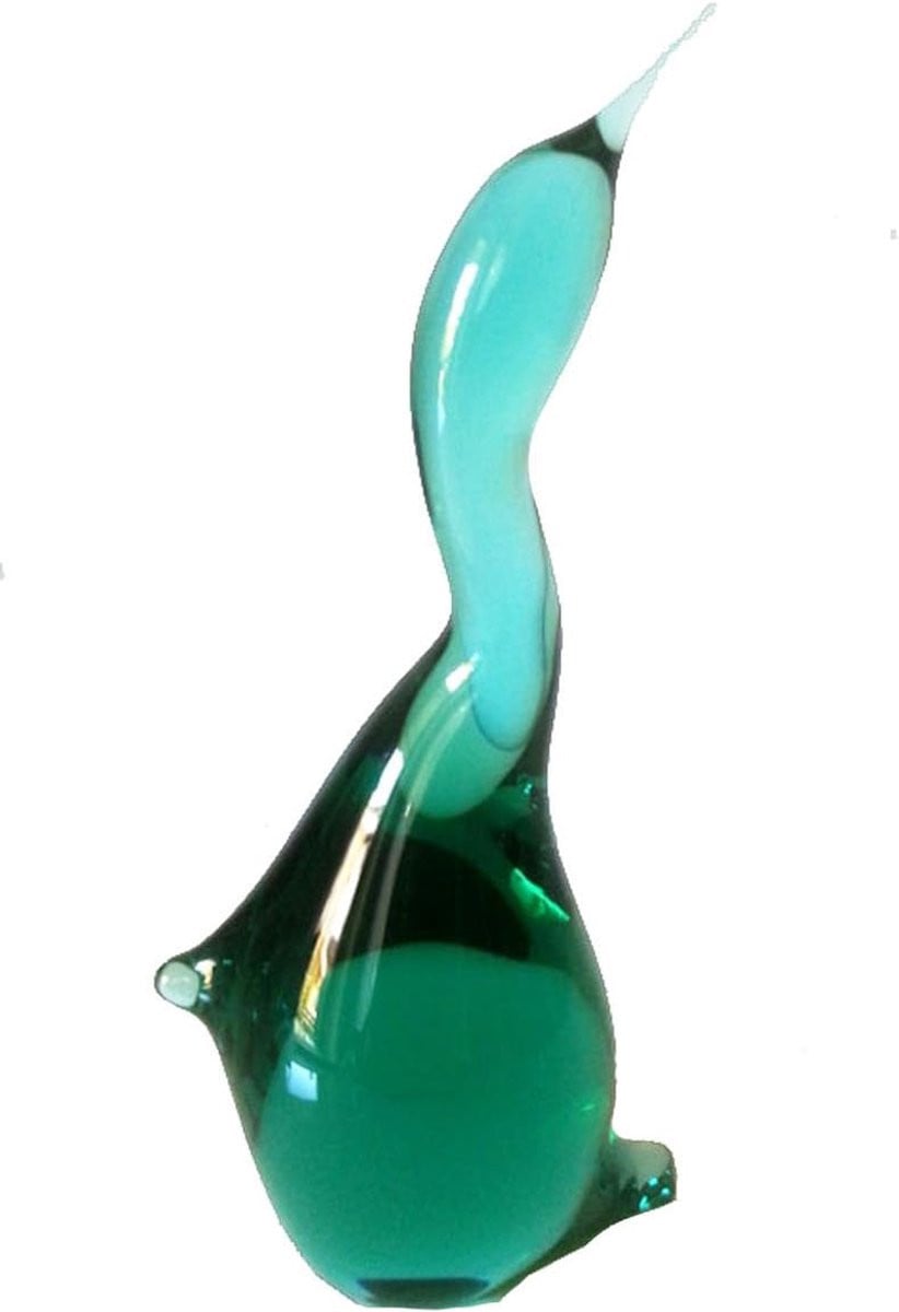 Mondgeblazen Glazen Decoratieve Kraanvogel - Groen - Hoogte: 20 cm