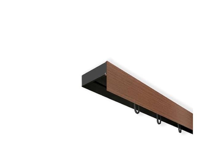 SN Deco Vorhangschiene SH 1-läufig Nuss Blende 7.5cm, Schwarz, 120cm