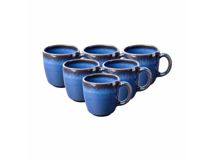 Villeroy & Boch like. by Lave Bleu Kaffeetassen 6er Set, 190 ml, Kaffeeobertasse mit einzigartiger Glasur, Skandinavisches Design, Steingut, Blau