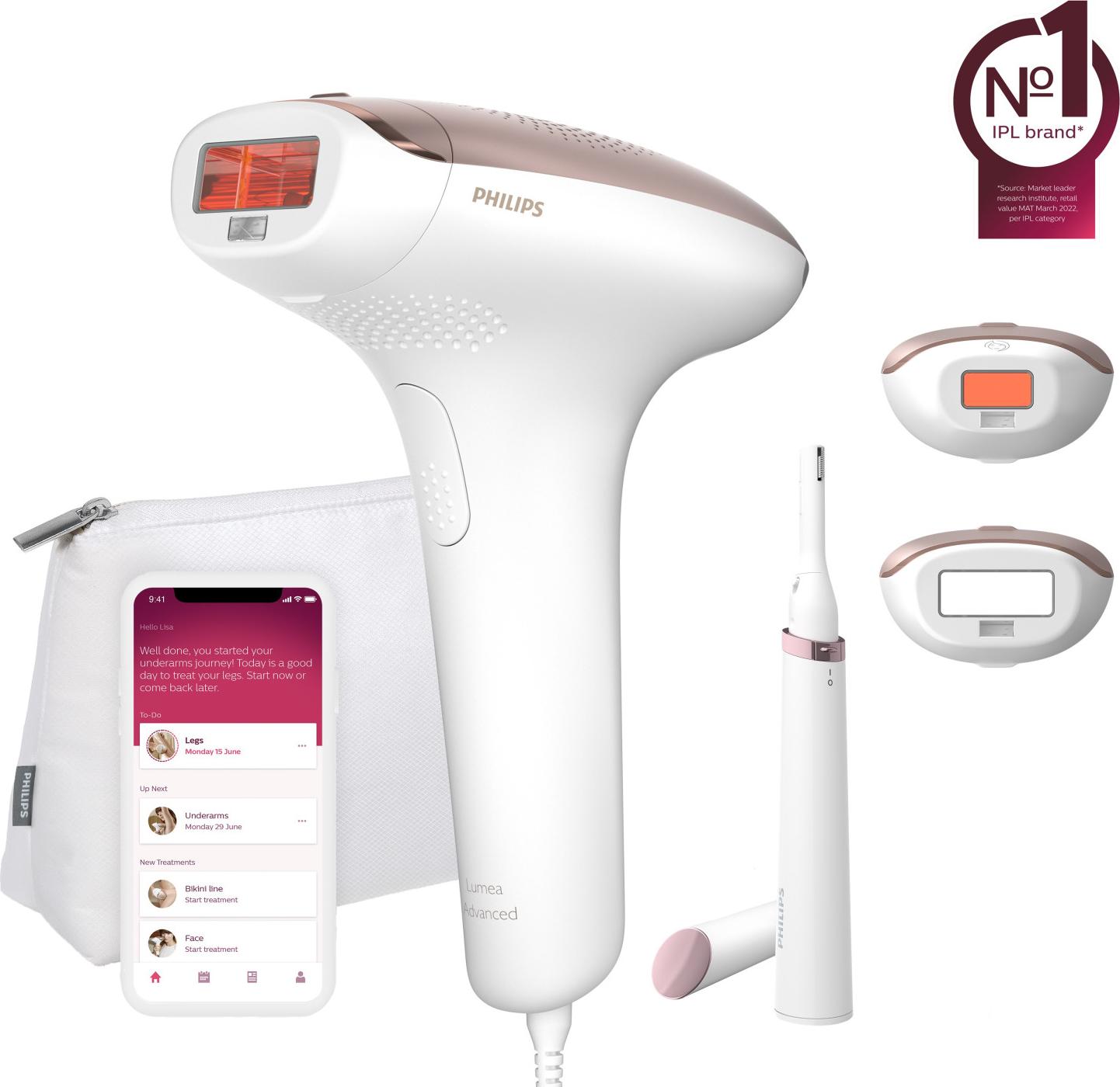 Philips Lumea Advanced Lumea IPL 7000 Series BRI921/00 IPL-Haarentfernungsgerät, Lichtimpulstechnologie (IPL), Pink, Weiß, 15 min, 2,5 min, 4 min, 2 min