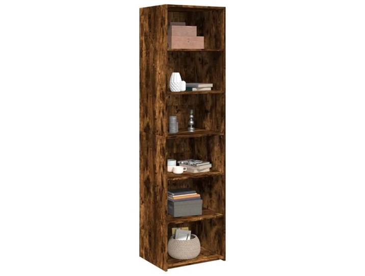 Buffet haut chêne fumé - - 50x41x185 cm - Bois d'ingénierie - Chêne fumé - Grand espace de rangement