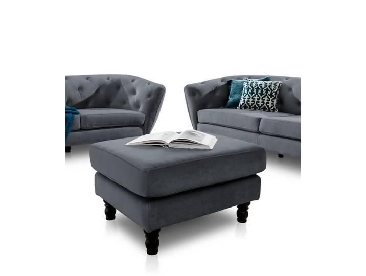 Fun Möbel Polsterhocker Polsterhocker Sitzhocker CHARLOTTE in Stoff Matt Velvet (Sofa Charlotte Hocker Stoff)