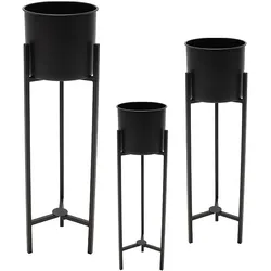 Eton High Legs Black Blumenständer Set S3 D18/24H55/90