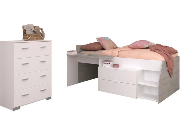 Parisot Jugendzimmer-Set Parisot Milky 16, (2-tlg), viel Stauraum, halbhohes Hochbett