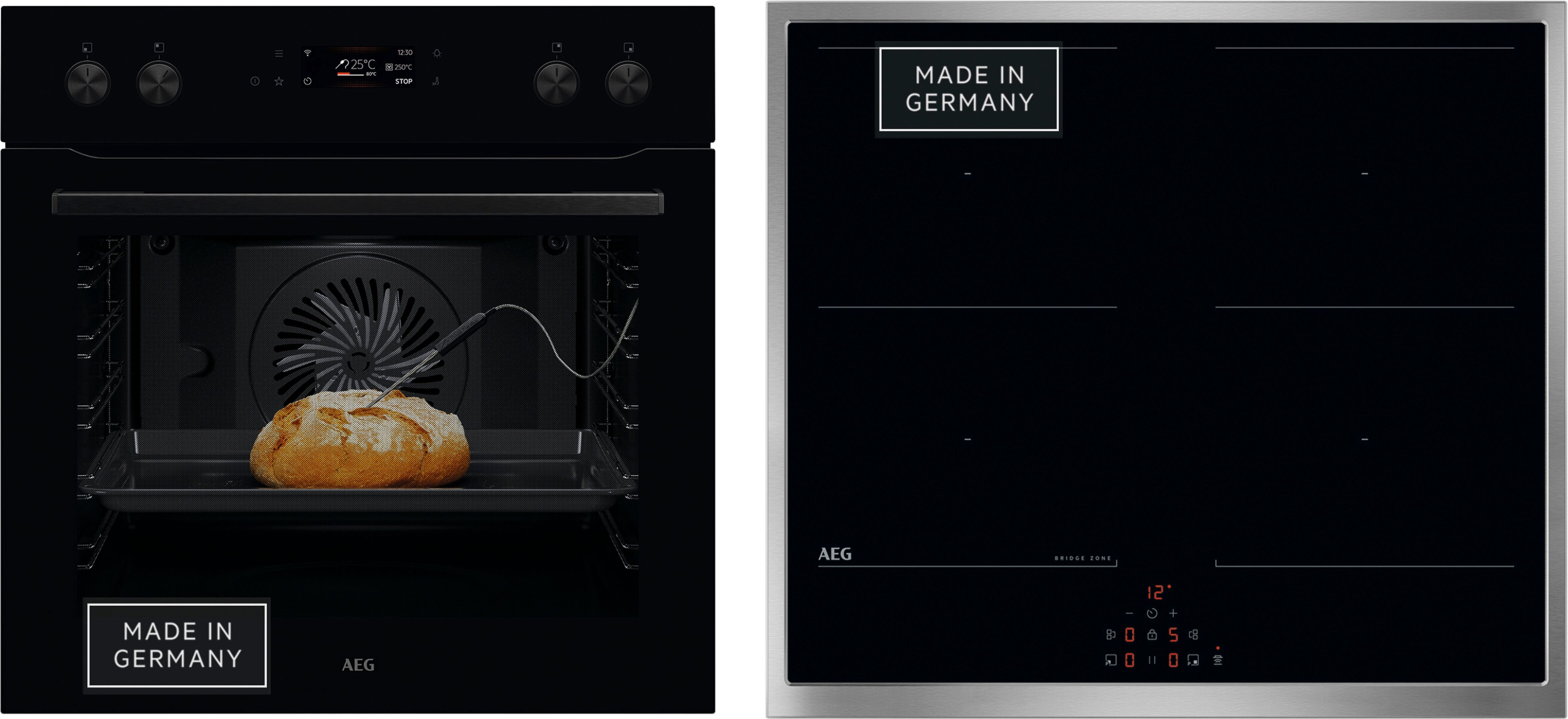 AEG Elektro-Herd-Set "OO70HSPID", Energieeffizienz: A++ (A+++-D), schwarz, Herdsets, Kochassistent – Gerichte intuitiv per Tipp wählen, Made in Germany