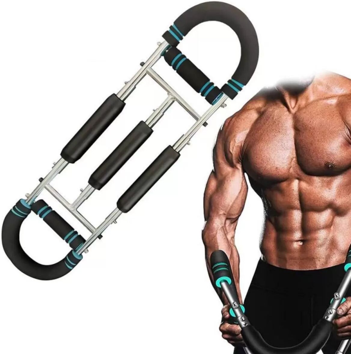 INF Multifunktions-Armtrainer mit 3 Rohren – Einstellbarer Widerstand, veredelter Stahl, Oberkörper-Heimtrainer Blau