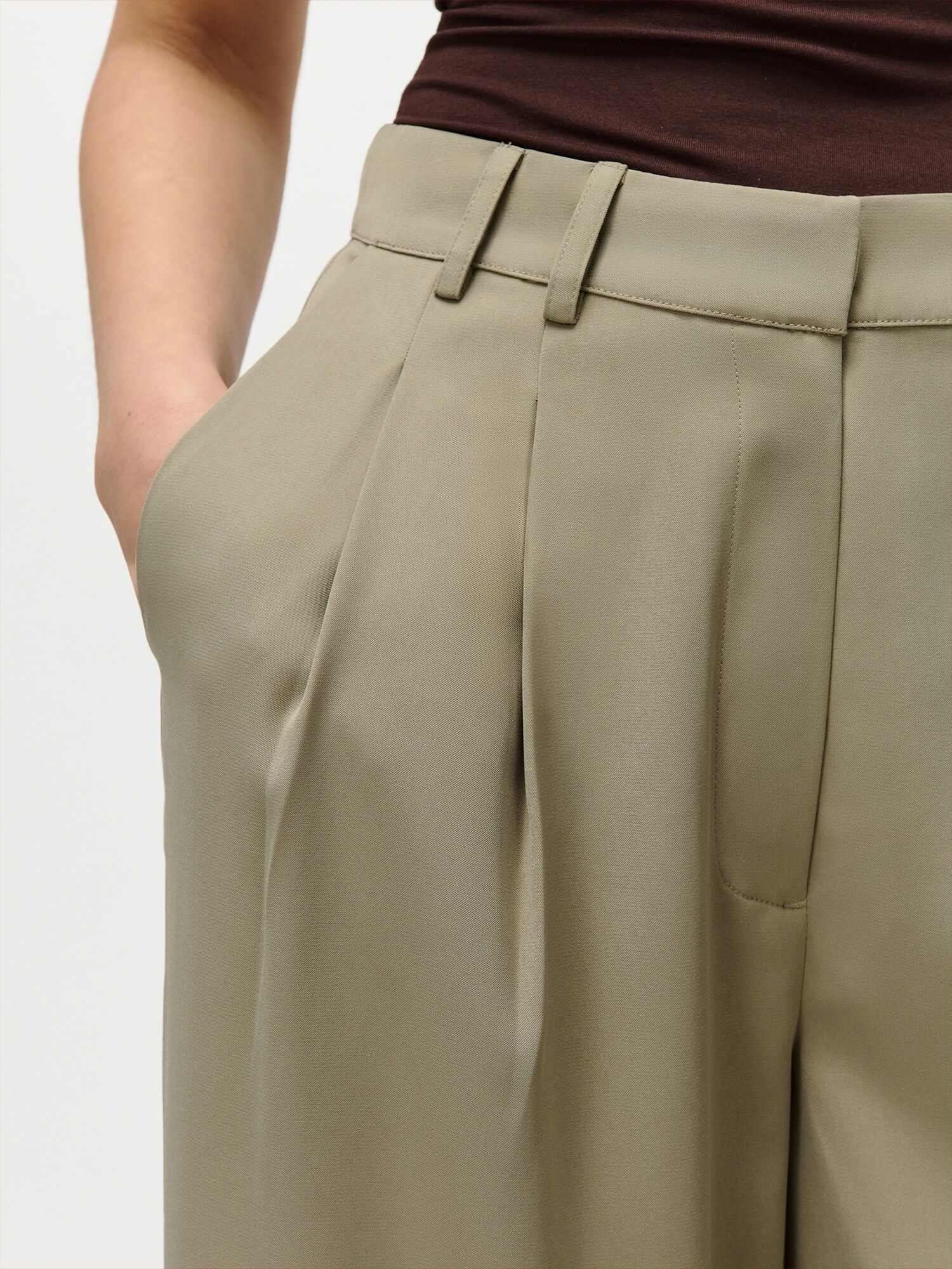 Bundfaltenhose LEGER "Kora, LeGer by Lena Gercke", Damen, Gr. 36, N-Gr, beige (khaki), Web, Obermaterial: 100% Polyester, regular fit lang, Hosen Bundfaltenhose, Regular fit khaki 36, N-Gr