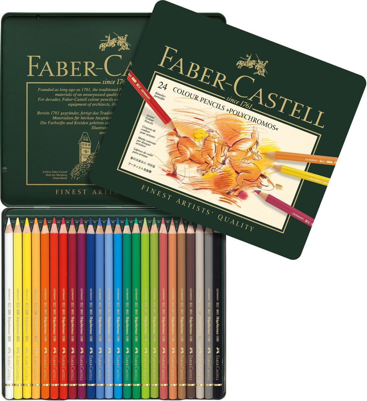 Polychromos FABER-CASTELL "24er Metalletui", bunt (mehrfarbig), Holz, Metall, Stifte, Polychromos mehrfarbig Einheitsgröße
