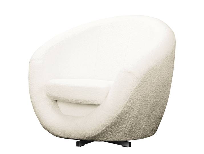 Drehsessel Weiß Bouclé Stoff Abby 88 x 80 x 88cm