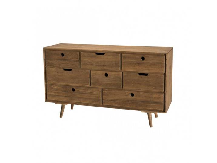 MACABANE ANDREW - Commode scandi bois marron 8 tiroirs Sapin