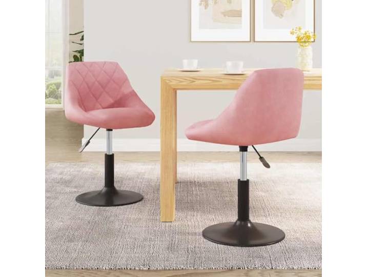 KTHLBRH 2er Set Drehbare Esszimmerstühle Rosa Samt mit Gasdruckfeder 360 Grad drehbar, höhenverstellbar, schwarz pulverbeschichteter Stahlrahmen, modernes Design