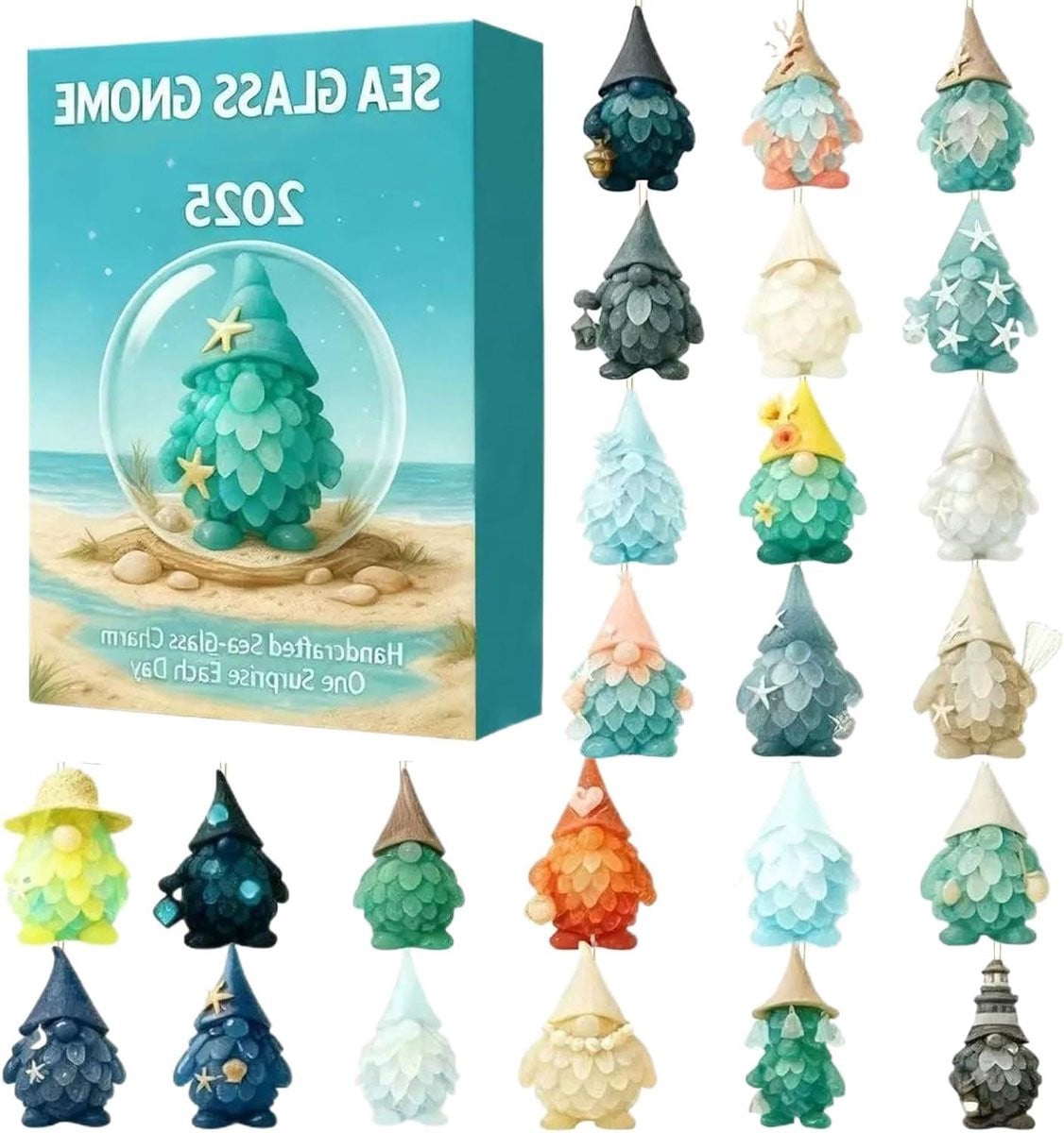 Kerstadventskalender met zeeglas effect voor volwassenen, 24 dagen, gekleurd