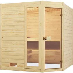 Weka Sauna Valida Eck 1.8 mit Glastür/Fenster- Massivholzsauna 38 mm 4,5 kW Saunaofen OS inkl. Steuerung