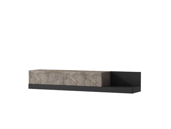 Meuble TV en bois  Major  - 180 x 30 x 37 cm - Marbre Marmo / Blanc