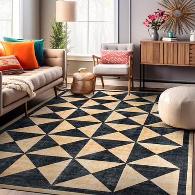 World Rug Gallery Geometric Diamond Washable Non-Slip Area Rug