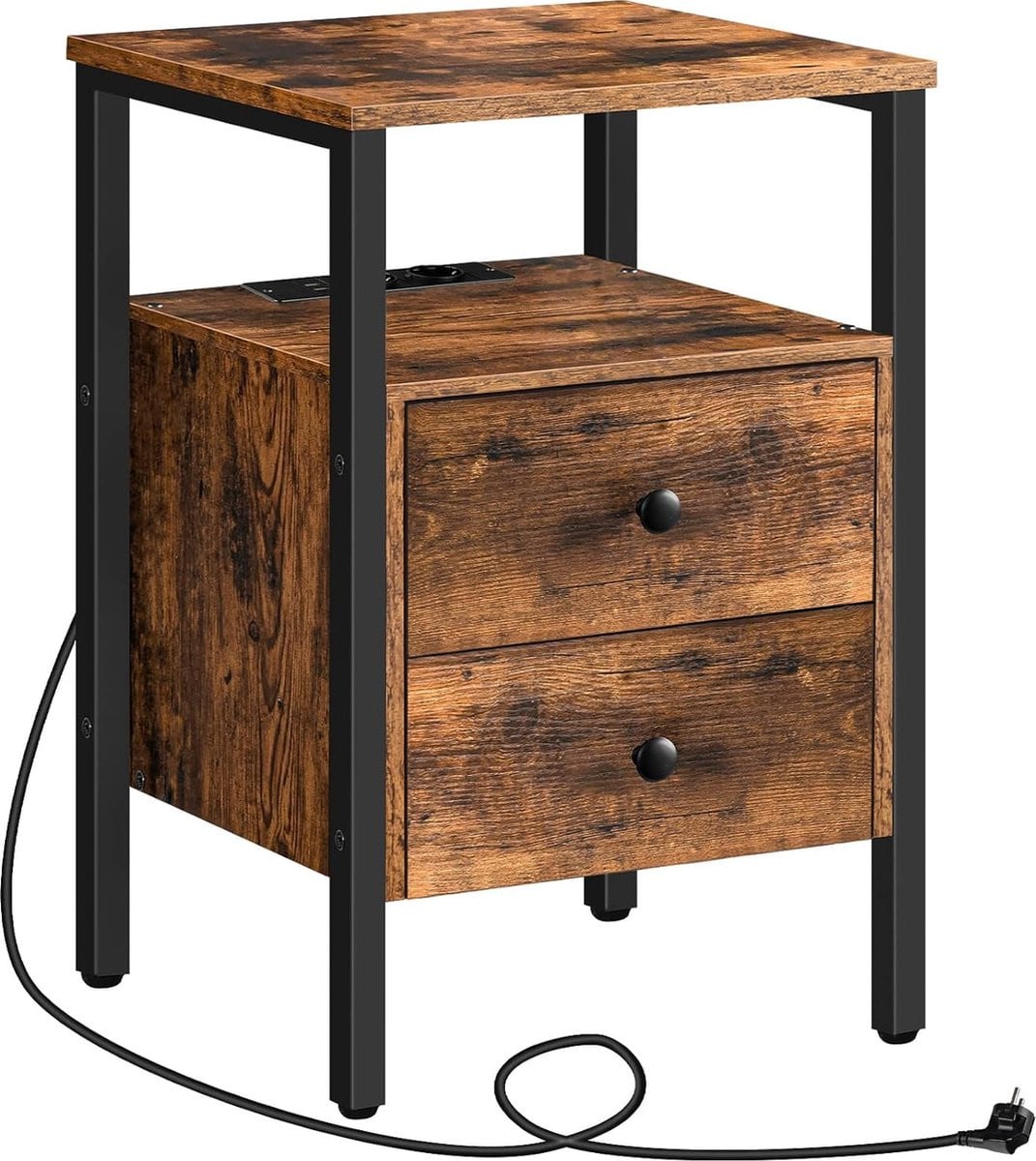 Trankielo Multifunctionele Salontafel met USB-Poorten, Stopcontacten en Laden in Vintage Stijl