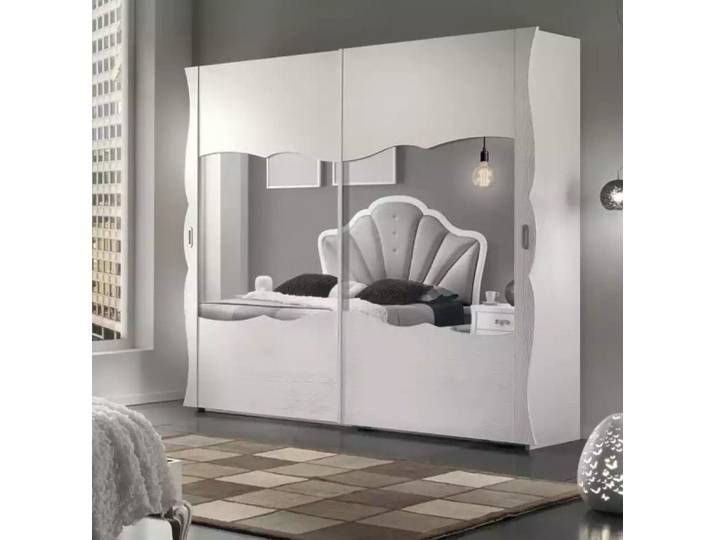 JVmoebel Kleiderschrank Eleganter grauer Schrank im italienischen Design mit Spiegeloberfläche (1-St., Kleiderschrank) Made in Europa