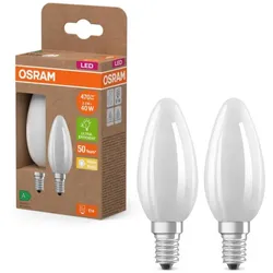 2er Set Osram E14 LED Kerzenlampe CLASSIC besonders effizient matt 2,2W wie 40W 2700K warmweißes Licht - Sehr gute Energieeffizienz