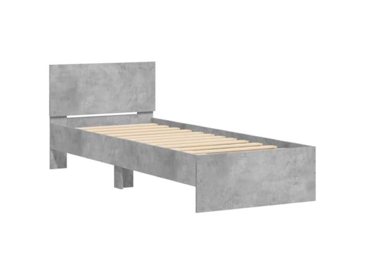 KTHLBRH Bettgestell Kopfteil Grau Beton 75 x 190 cm Mehrschichtholz Lattenrost inklusive, Rückenstütze, robuste Struktur, Schlafzimmer