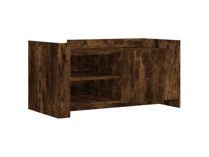 Couchtisch Smoke Eiche 100x50x50cm Elegantes Wohnzimmer, Getränketür, Zeitschriftenfach, Bücher, Fernbedienungen, Links- oder Rechtsmontage