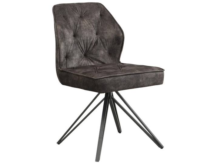 Carryhome Stuhl, Schwarz, Graugrün, Metall, Textil, eckig, 50x85x60 cm, Esszimmer, Stuhl, Esszimmerstühle