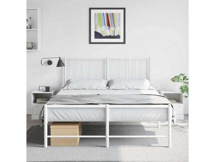 HEFZGDB Weiße Nachttische 2 Stück Stahlgestell 34.5x39x44 cm mit Stauraum Griff – Stabiles Möbelstück für Schlafzimmer Wohnzimmer