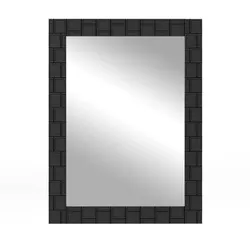Helloshop26 - Designer-Wandspiegel 80 x 60 cm große Spiegelfläche vertikale und horizontale Montage schwarzes Holz 20_0012864